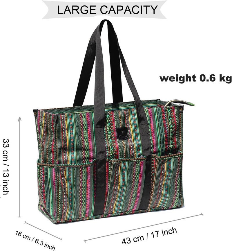 ESVAN Utility Tote Bag with Zip Top Waterproof Teacher Tote Bag for Teacher Work Women Beach - Image 2